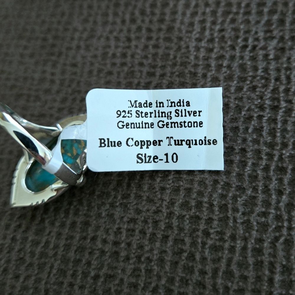 ✨️HP✨️ Shivam Oval Shaped Blue💙 Copper Turquoise Statement Ring💍 - NWT - Picture 5 of 16